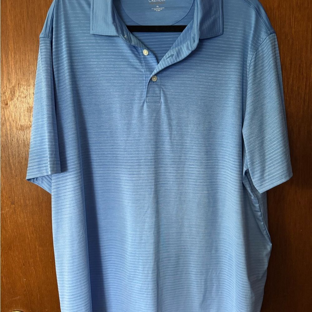 Cremieux men's blue striped short-sleeve polo shirt - 2X